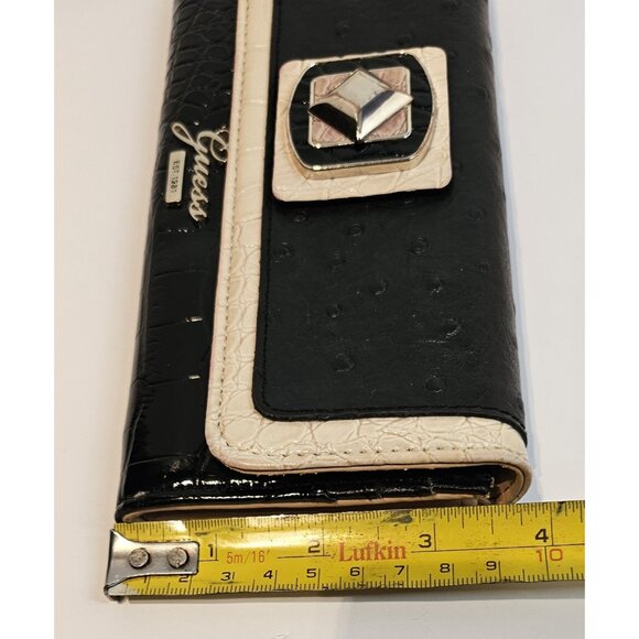 Y2K Vintage Guess Wallet Black Multi Pockets Snap Closure 8"x4" - Picture 13 of 14